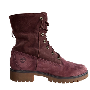 Timberland Jayne Women's Lace Up Plum Burgundy Suede Combat Boots size 8